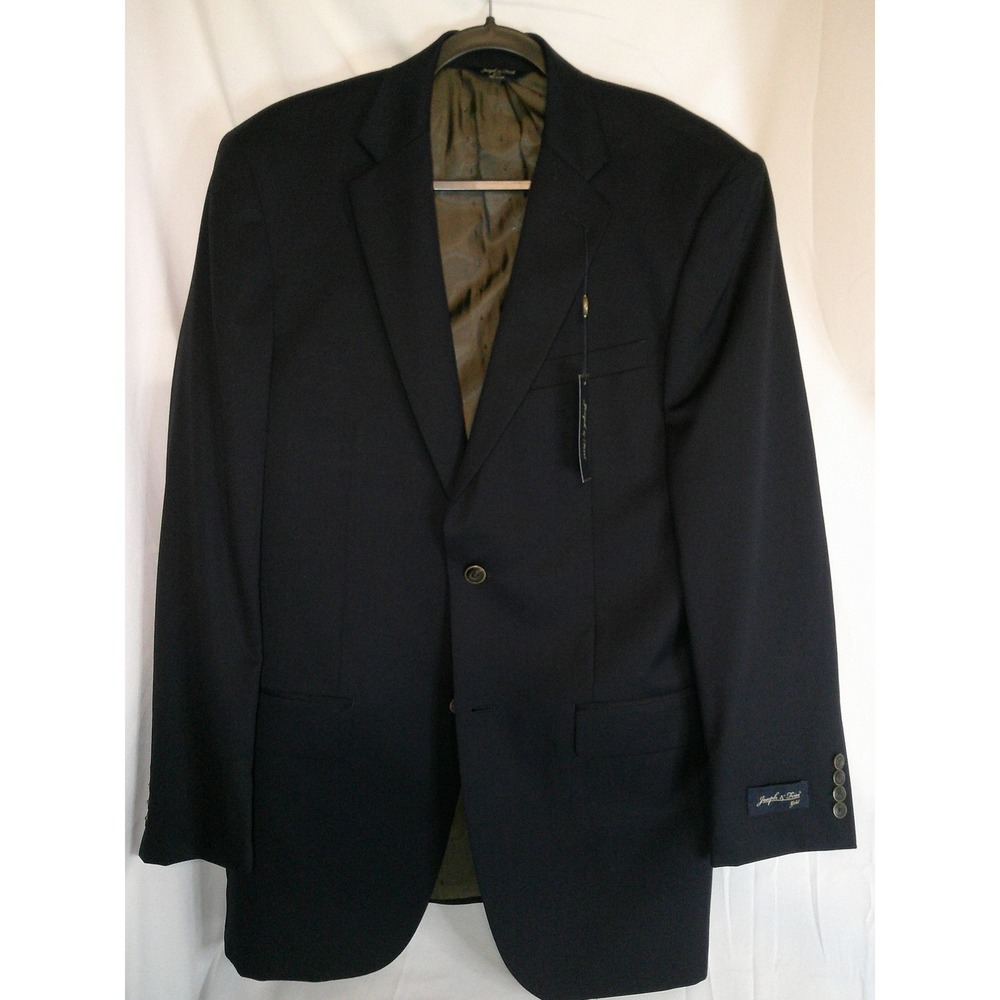 Joseph & Feiss Gold Men's Navy Blue Blazer Jacket 40 L 100% Wool NWT